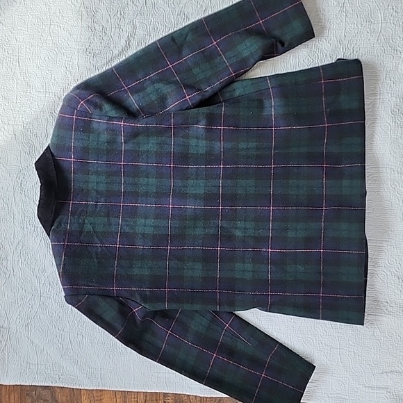Vintage Sag Harbor Wool Blend Christmas Plaid Tartan Blazer - Picture 4 of 8